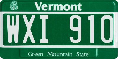 VT license plate WXI910