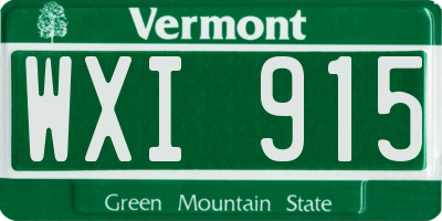 VT license plate WXI915