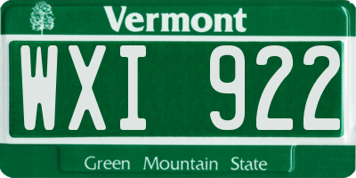 VT license plate WXI922