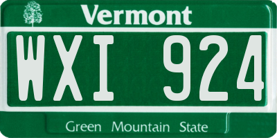 VT license plate WXI924