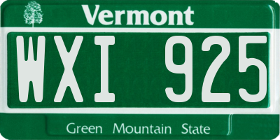 VT license plate WXI925