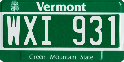 VT license plate WXI931
