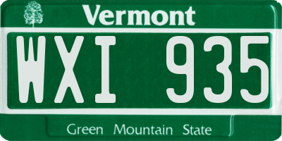VT license plate WXI935
