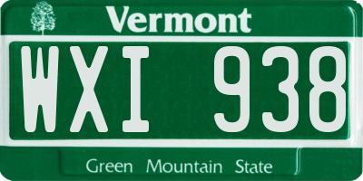 VT license plate WXI938