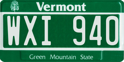 VT license plate WXI940