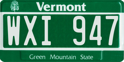 VT license plate WXI947