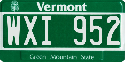 VT license plate WXI952