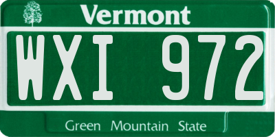 VT license plate WXI972