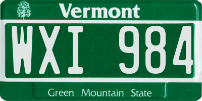 VT license plate WXI984