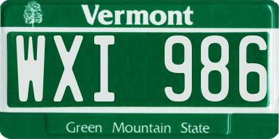 VT license plate WXI986