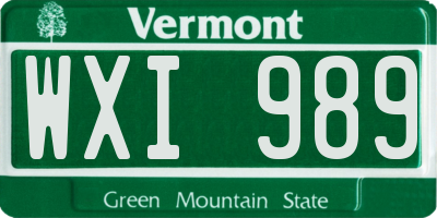 VT license plate WXI989