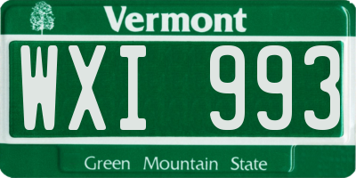VT license plate WXI993
