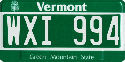 VT license plate WXI994