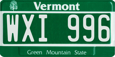 VT license plate WXI996