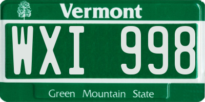 VT license plate WXI998
