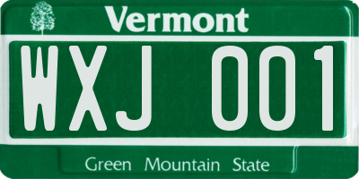 VT license plate WXJ001