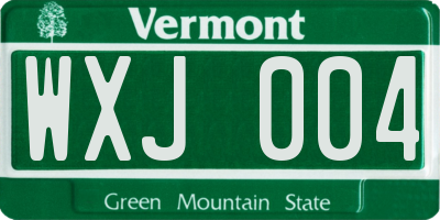 VT license plate WXJ004
