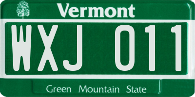 VT license plate WXJ011