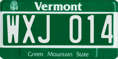 VT license plate WXJ014