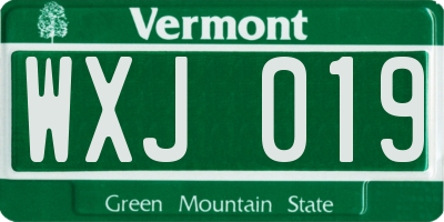 VT license plate WXJ019