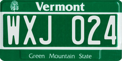 VT license plate WXJ024