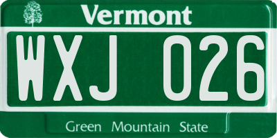 VT license plate WXJ026