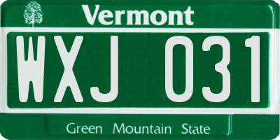 VT license plate WXJ031