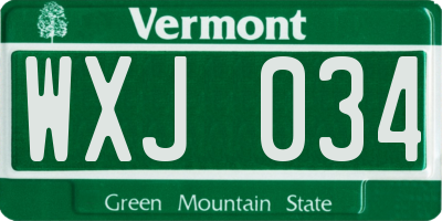 VT license plate WXJ034
