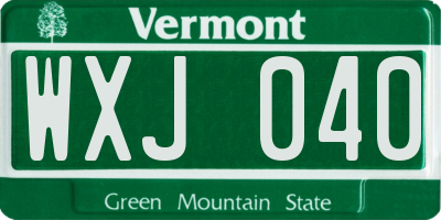 VT license plate WXJ040