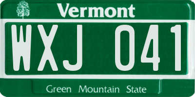 VT license plate WXJ041
