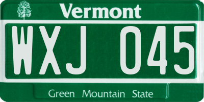 VT license plate WXJ045