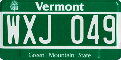 VT license plate WXJ049