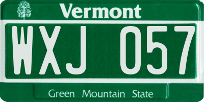 VT license plate WXJ057