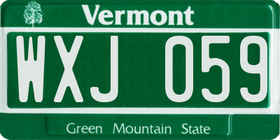 VT license plate WXJ059