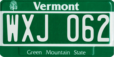 VT license plate WXJ062