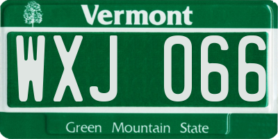 VT license plate WXJ066