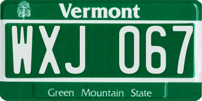 VT license plate WXJ067