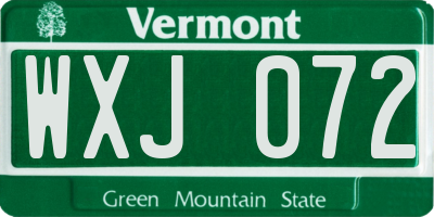 VT license plate WXJ072