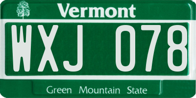 VT license plate WXJ078