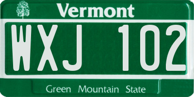 VT license plate WXJ102