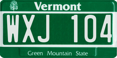 VT license plate WXJ104