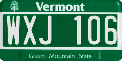 VT license plate WXJ106