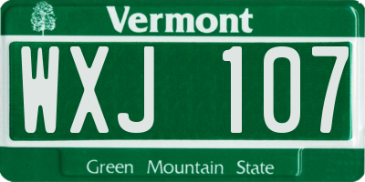 VT license plate WXJ107