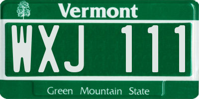 VT license plate WXJ111