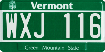 VT license plate WXJ116