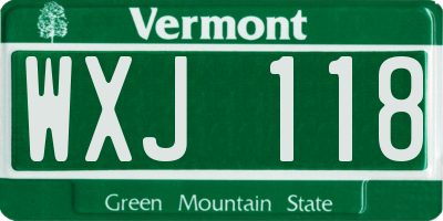 VT license plate WXJ118