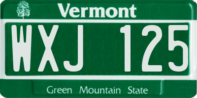 VT license plate WXJ125