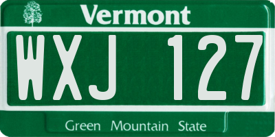 VT license plate WXJ127