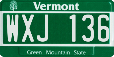 VT license plate WXJ136