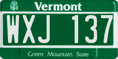 VT license plate WXJ137